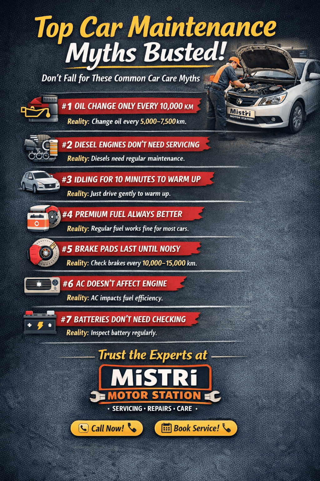 Top Car Maintenance Myths Busted | Mistri Motor Station